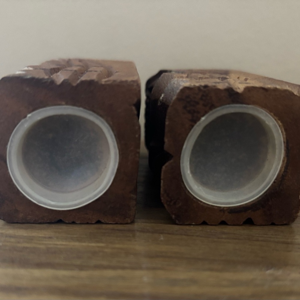 Vintage Wooden Carved Tiki Salt & Pepper Shakers UNUSED - Picture 6 of 11